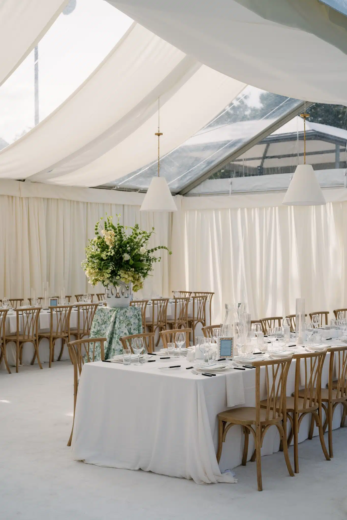 Elegant wedding reception with floral decor