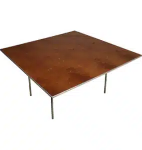 Square wooden table with metal legs