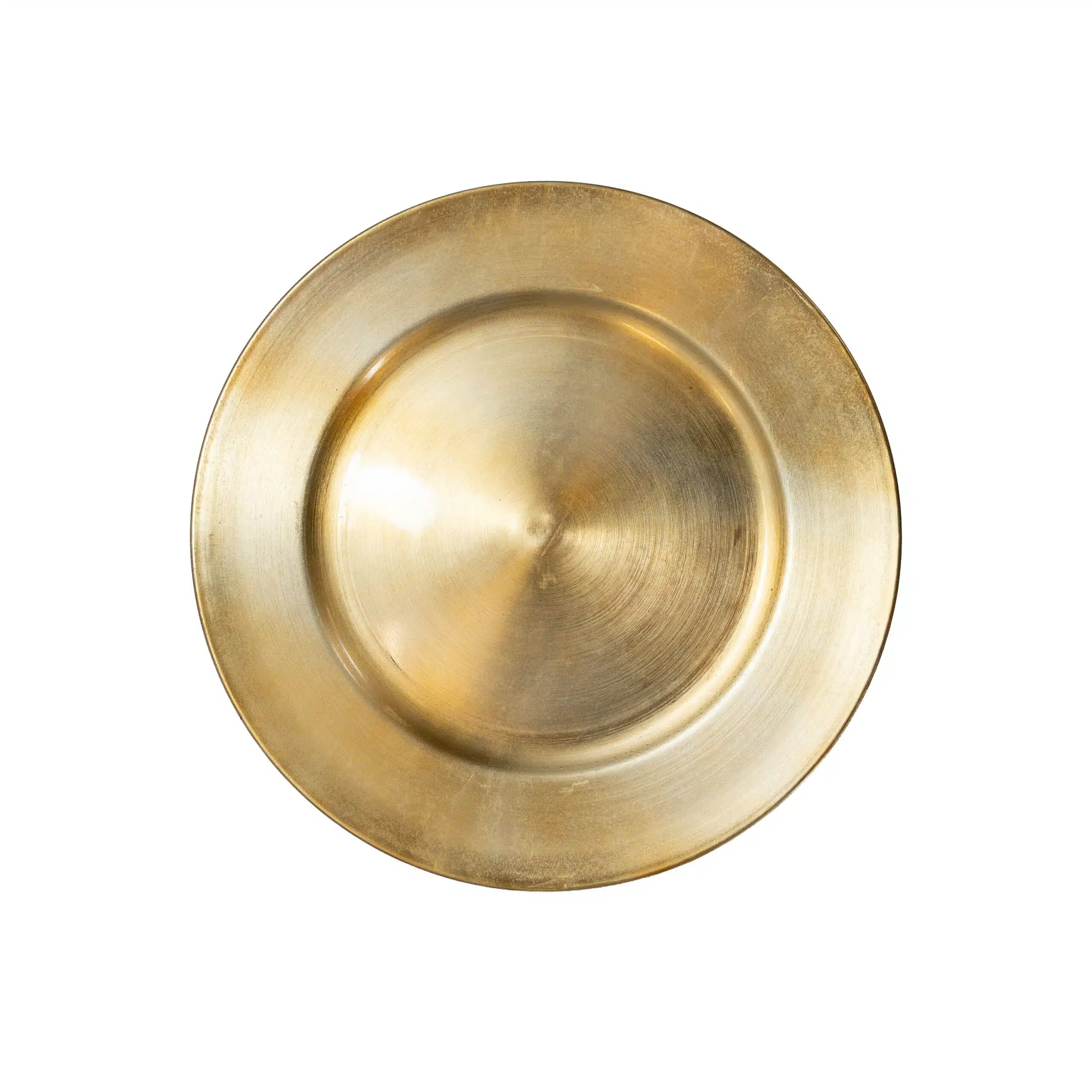 Shiny gold plate on white background